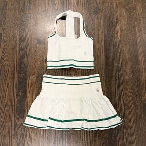 White and Green Two-Piece Set